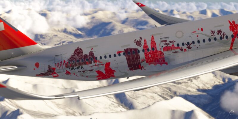 The A350 with a special livery. PANArt Hang Manufacturing Ltd.